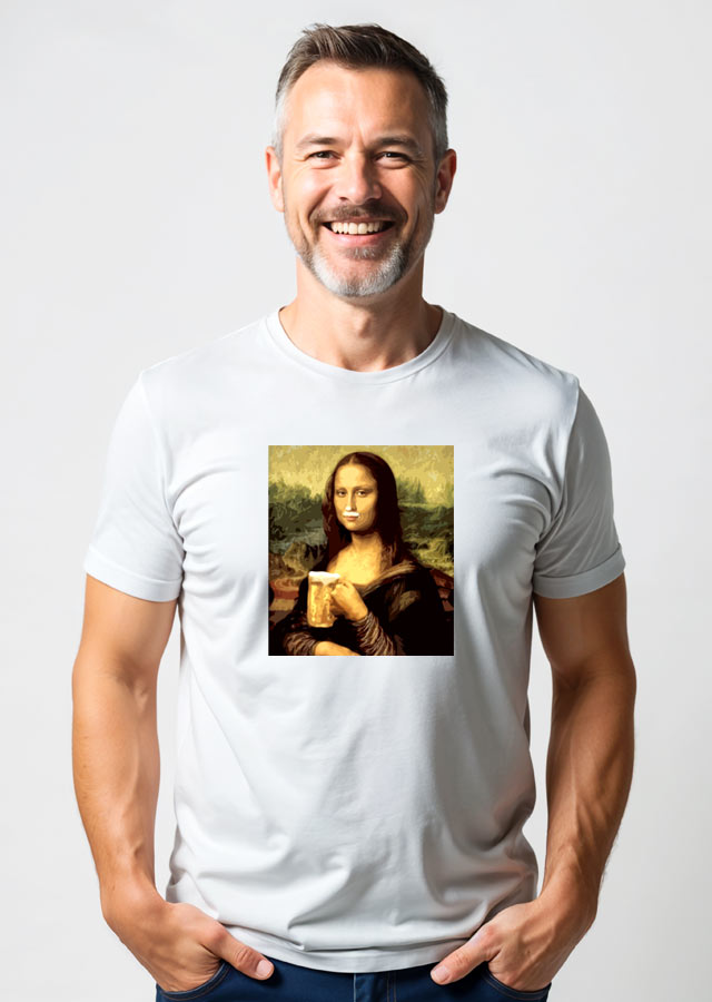 Mona Lisa's Beer Mustache - on a model