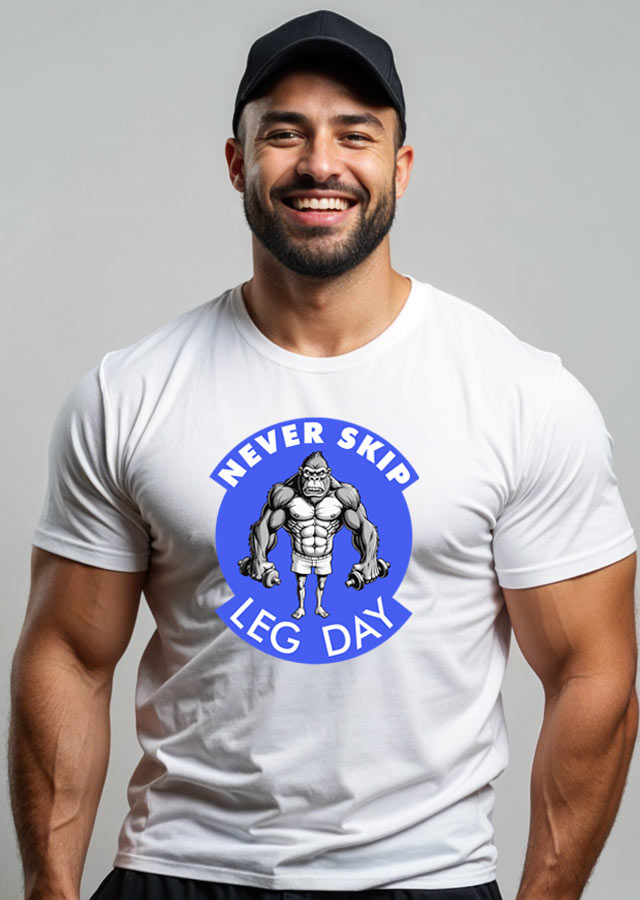 Never skip leg day - Blue - on a model